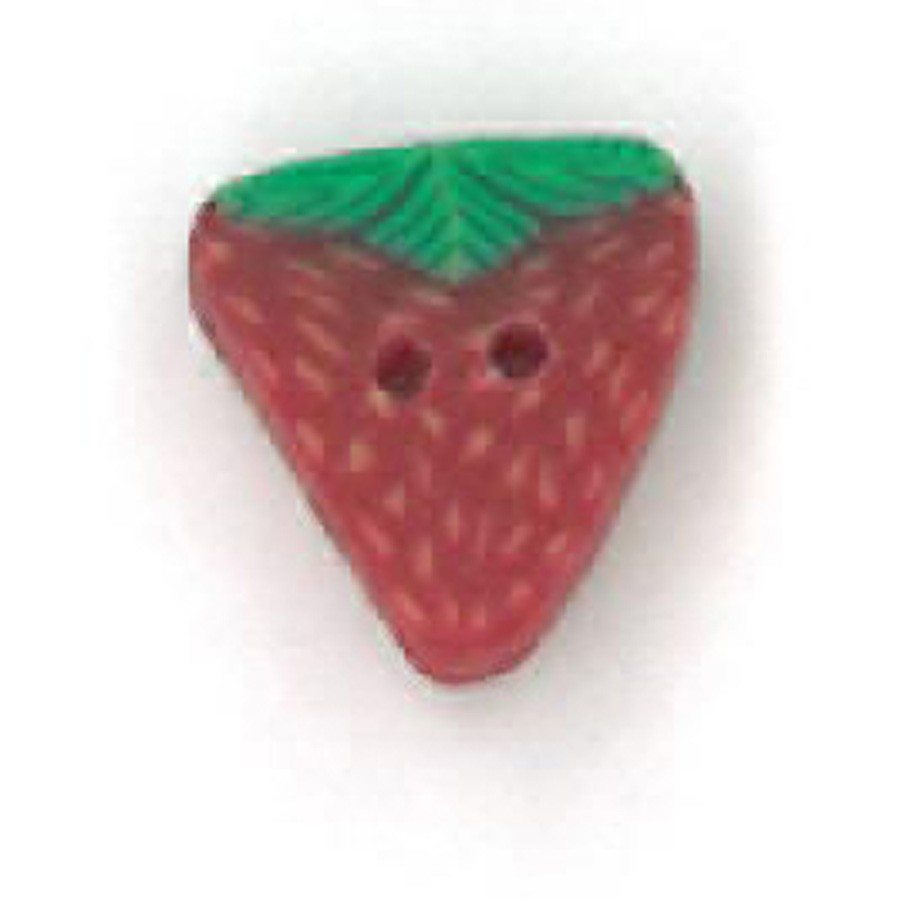 Just ANother Button Company flat 2-hole clay Strawberry, 2203 cross stitch button