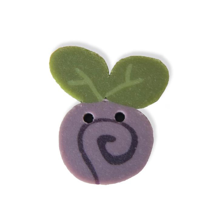 Just Another Button Company Lavender Swirly Bud 2311 handmade clay buttons