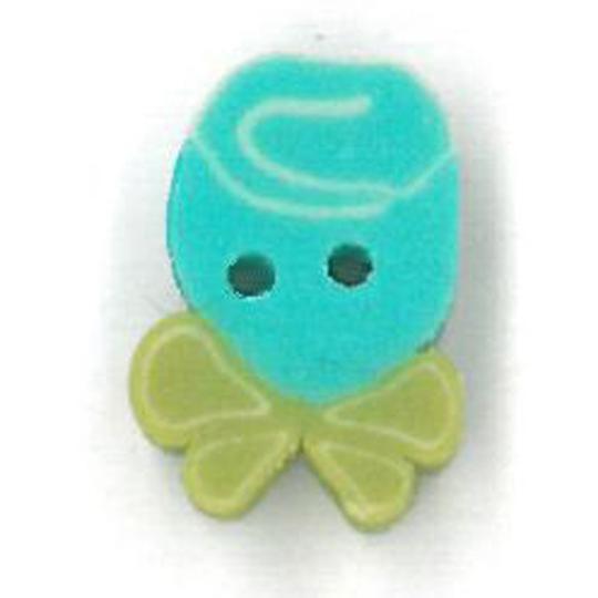 Just Another Button Company Turquoise Ribbon Rose 2323 buttons
