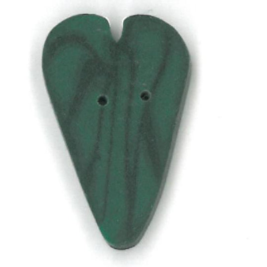 Just Another Button Company Green Velvet Heart 3339 handmade clay buttons