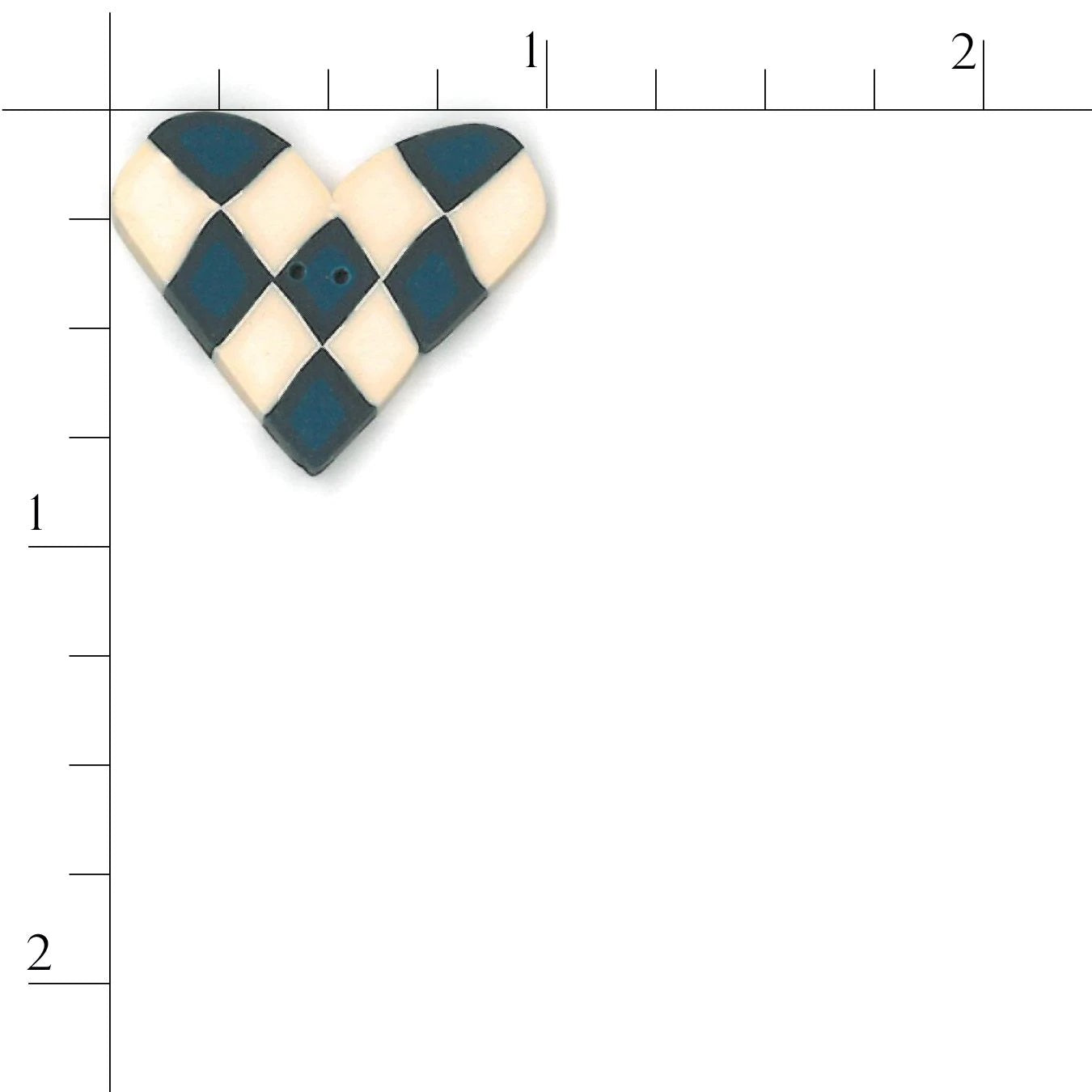 Blue & White Checked Heart 3345 Buttons