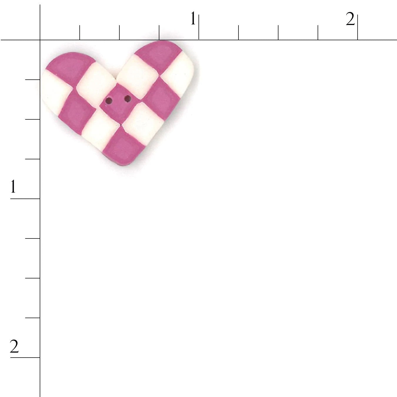 Pink & White Checked Heart 3346 Buttons