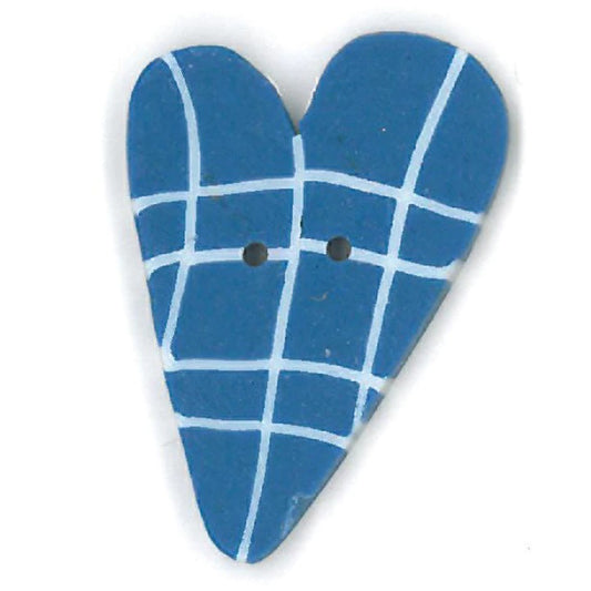 Just Another Button Company Bluejay & White Plaid Heart 3347 Buttons