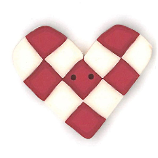 Just Another Button Company Red & White Checked Heart 3368 Buttons