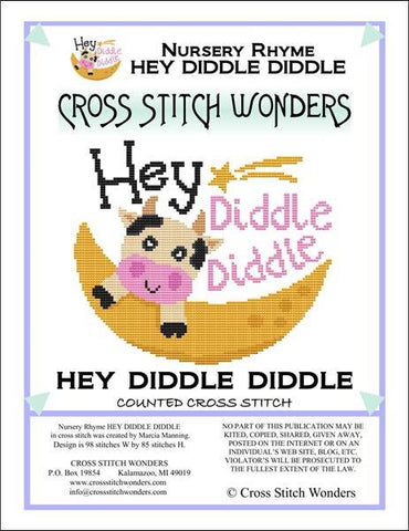 Cross Stitch Wonders Marcia Manning A Nursery Rhyme - HEY DIDDLE DIDDLE Cross stitch pattern
