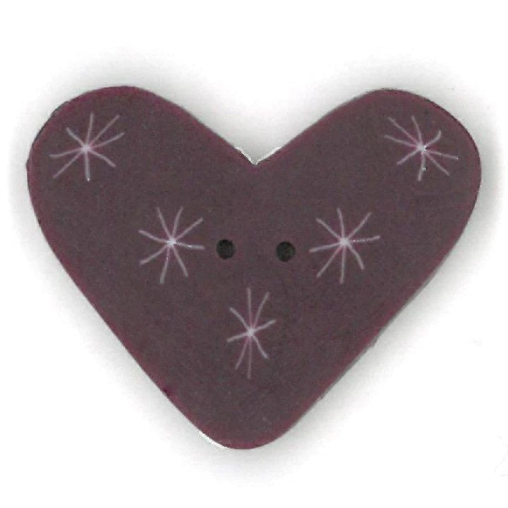 just Another Button Company Plum Sparkle Hearts 3420 Buttons