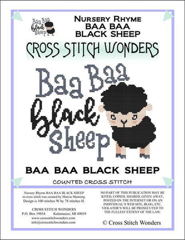 Cross Stitch Wonders Marcia Manning A Nursery Rhyme - BAA BAA BLACK SHEEP Cross stitch pattern
