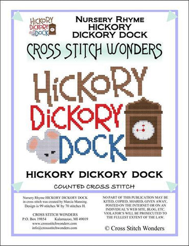 Cross Stitch Wonders Marcia Manning A Nursery Rhyme - HICKORY DICKORY DOCK Cross stitch pattern