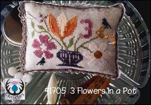 Thistles 3 Flowers In A Pot cross stitch pattern