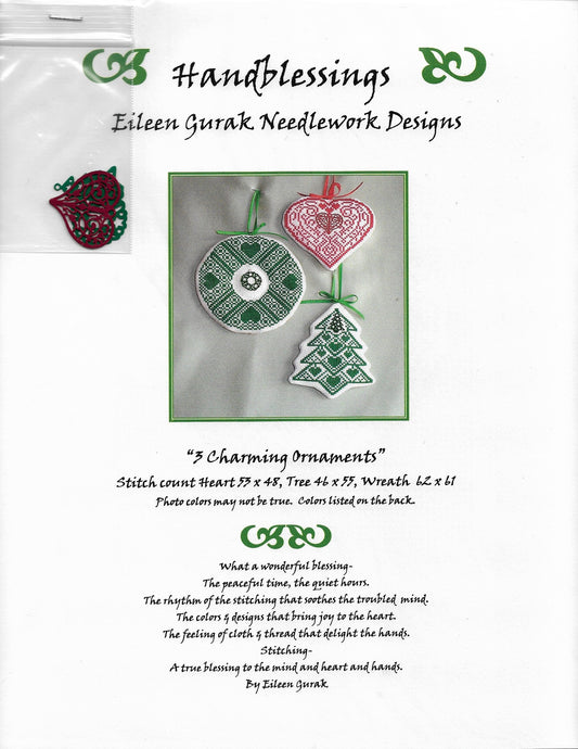 Handblessings 3 Charming Ornaments christmas ornament cross stitch pattern