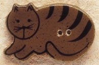 Mill Hill Brown Cat laying down facing left 43014L handmade button