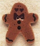 Mill Hill Ginger Bread Man with Bow Tie 43019 ceramic button