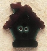 Mill Hill  Dark Green Birdhouse 43029 ceramic button