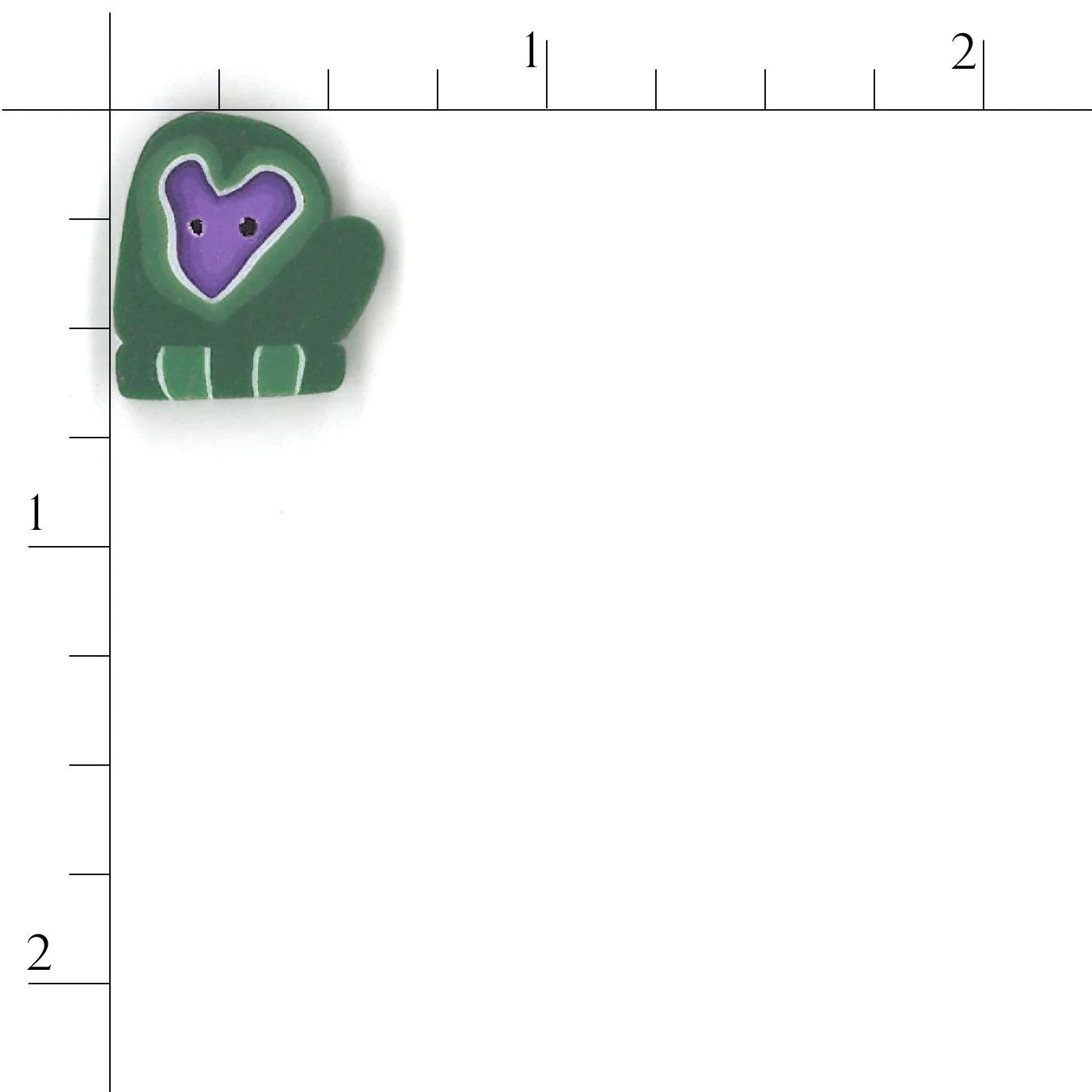 Green Mitten with Heart 4422 Buttons