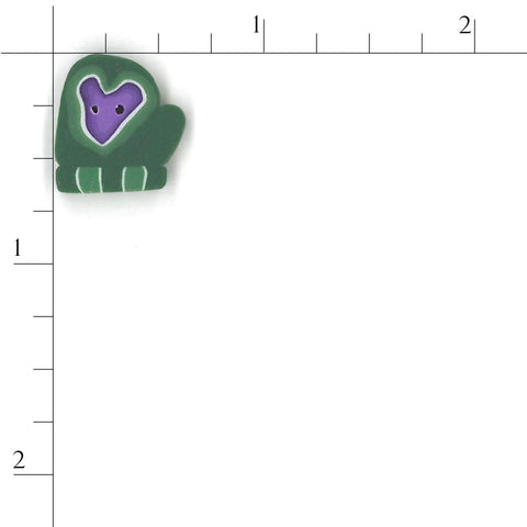 Green Mitten with Heart 4422 Buttons