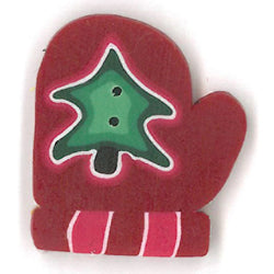 Just Another Button Company Red Mitten with Tree 4423 Buttons
