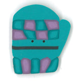 Just Another Button Company Teal Checkerboard Mitten 4424 Buttons