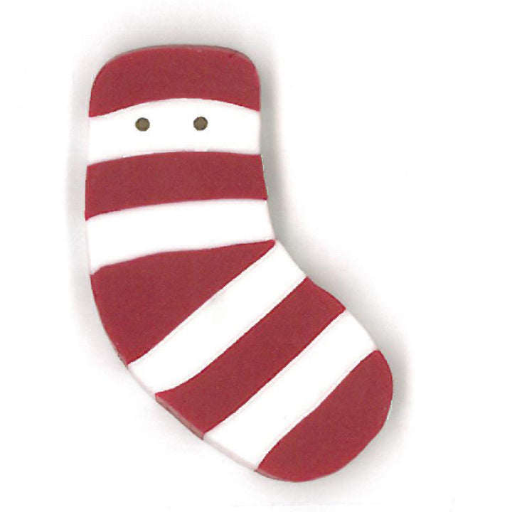 Just Another Button Company Red Striped Stocking 4523 button