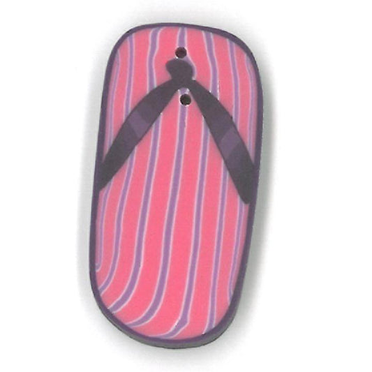 Just Another Button Company Purple Flip-Flop 4554 handmade clay button