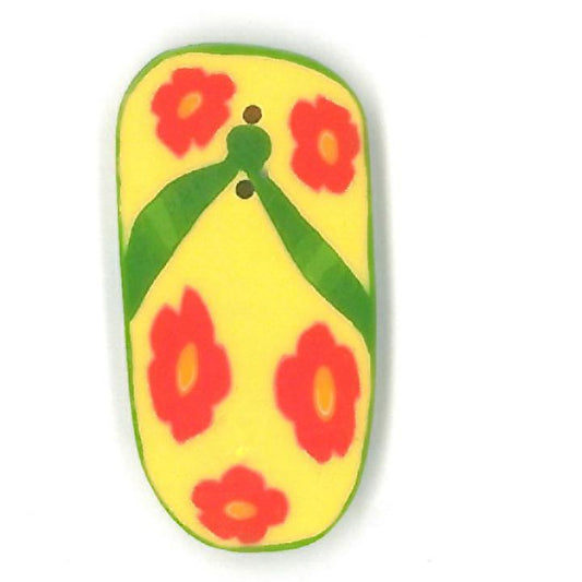 Just Another Button Company Green Flip-Flop 4555 handmade clay button