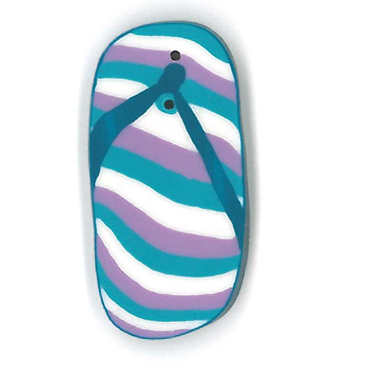 Just Another Button Company Teal Flip-Flop 4556 handmade clay button
