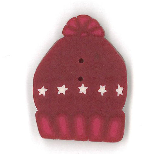Just Another Button Company Red Stocking Cap 4589 handmade clay button