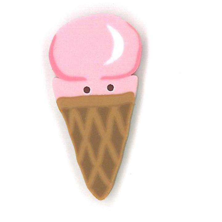 Just Another Button Company Strawberry Ice Cream Cone 4593 handmade clay button