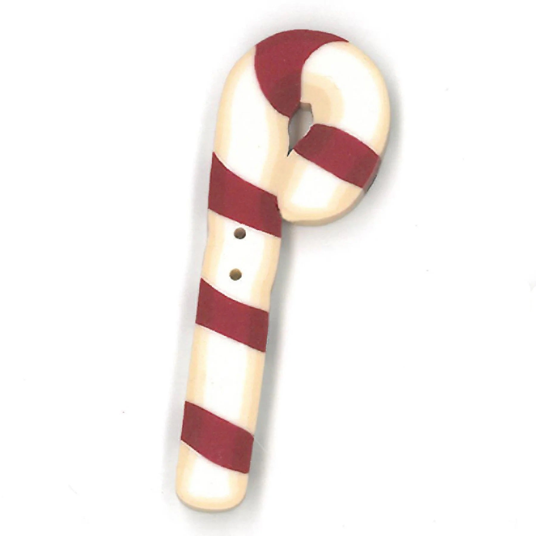 Just Another Button Company Flat Candy Cane, 4655 clay 2-hole button