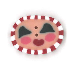 Just Another Button Company Red and White Fairy Face, 4678 clay button