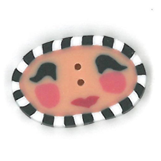Just Another Button Company Black and White Fairy Face 4683 clay button