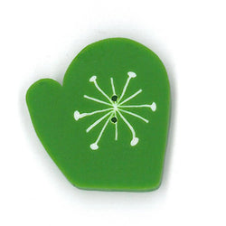 Just Another Button Company Green Snowflake Mitten, 4692.L clay button