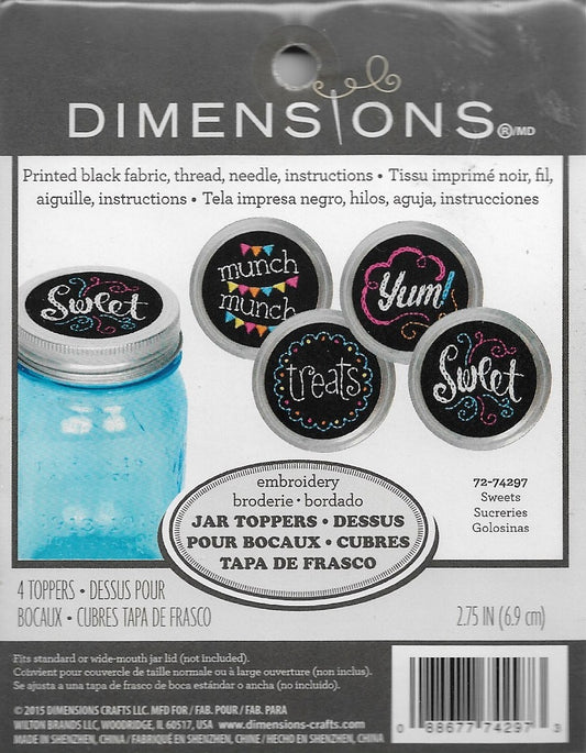 Dimesnions 4 Jar Topper 72-74297 Embroidery kit