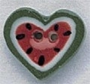 Mill Hill Brown  Watermelon Heart 86078 handmade button