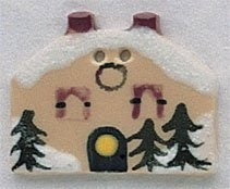 Mill Hill  Double Chimney House With Snow 86158 ceramic button