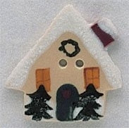 Mill Hill House With Snow 86160 ceramic button