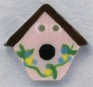 Mill Hill Pink Birdhouse 86174 handmade button
