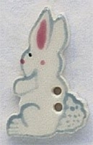 Mill Hill White Tall Rabbit-Facing Left 86193 button