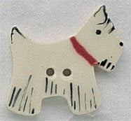 Mill Hill  White Scottie Facing Right 86220 ceramic button