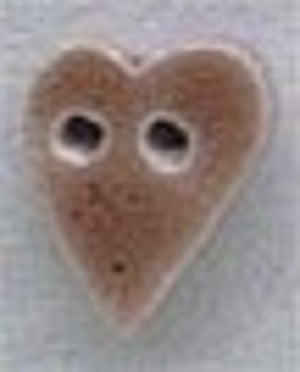 Mill Hill Small Speckled Brown Folk Heart 86253 ceramic button