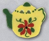 Mill Hill  Yellow Teapot With Flower 86331 ceramic button