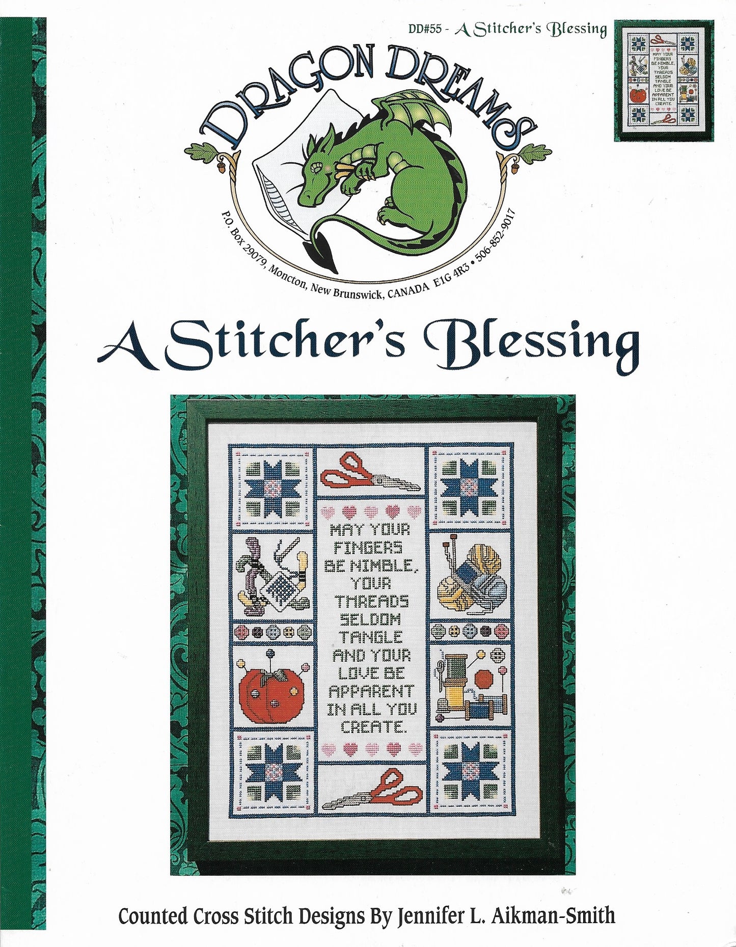 Dragon Dreams A Stitcher's Blessing DD55 cross stitch pattern