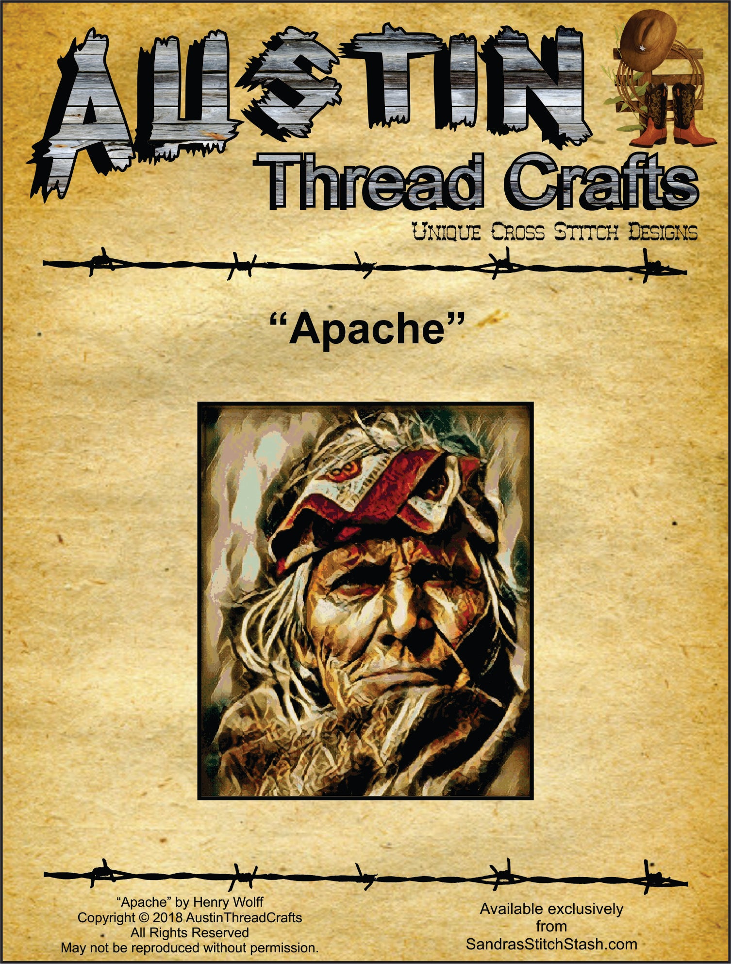 Austin Thread Crafts Apache cross stitch pattern