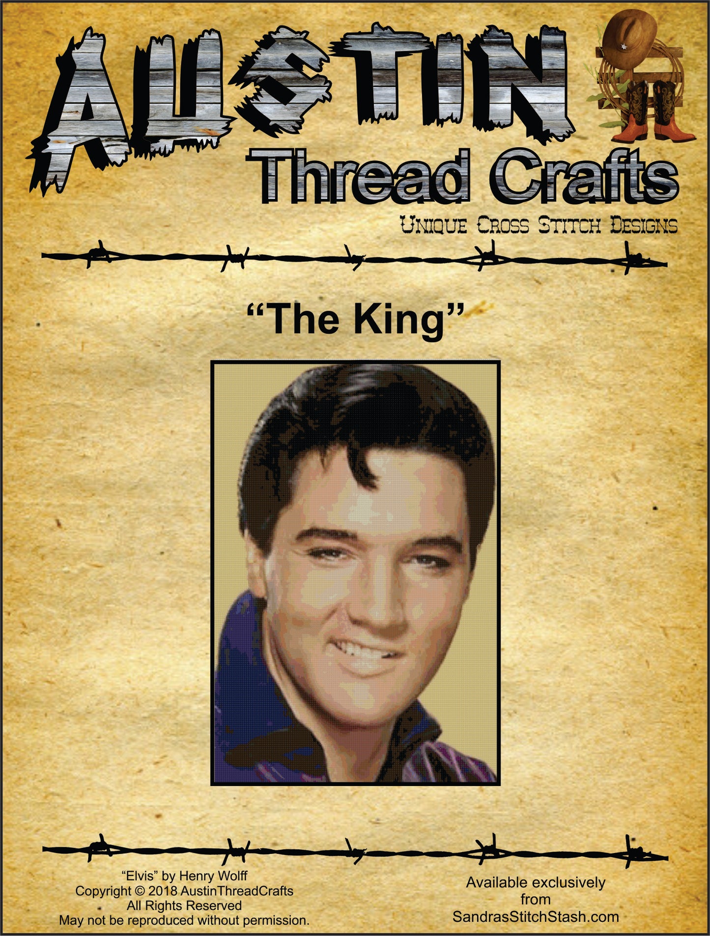 Austin Thread Crafts The King Elvis cross stitch pattern
