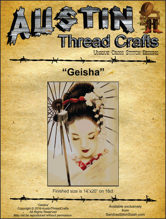 AustinThreadCrafts Geisha Asian cross stitch pattern