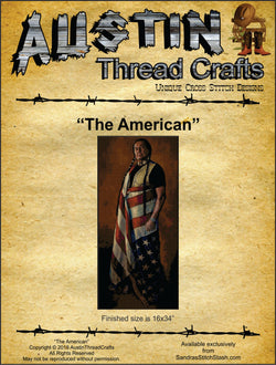 Austin Thread Crafts The American native american patriotic cross stitch pattern