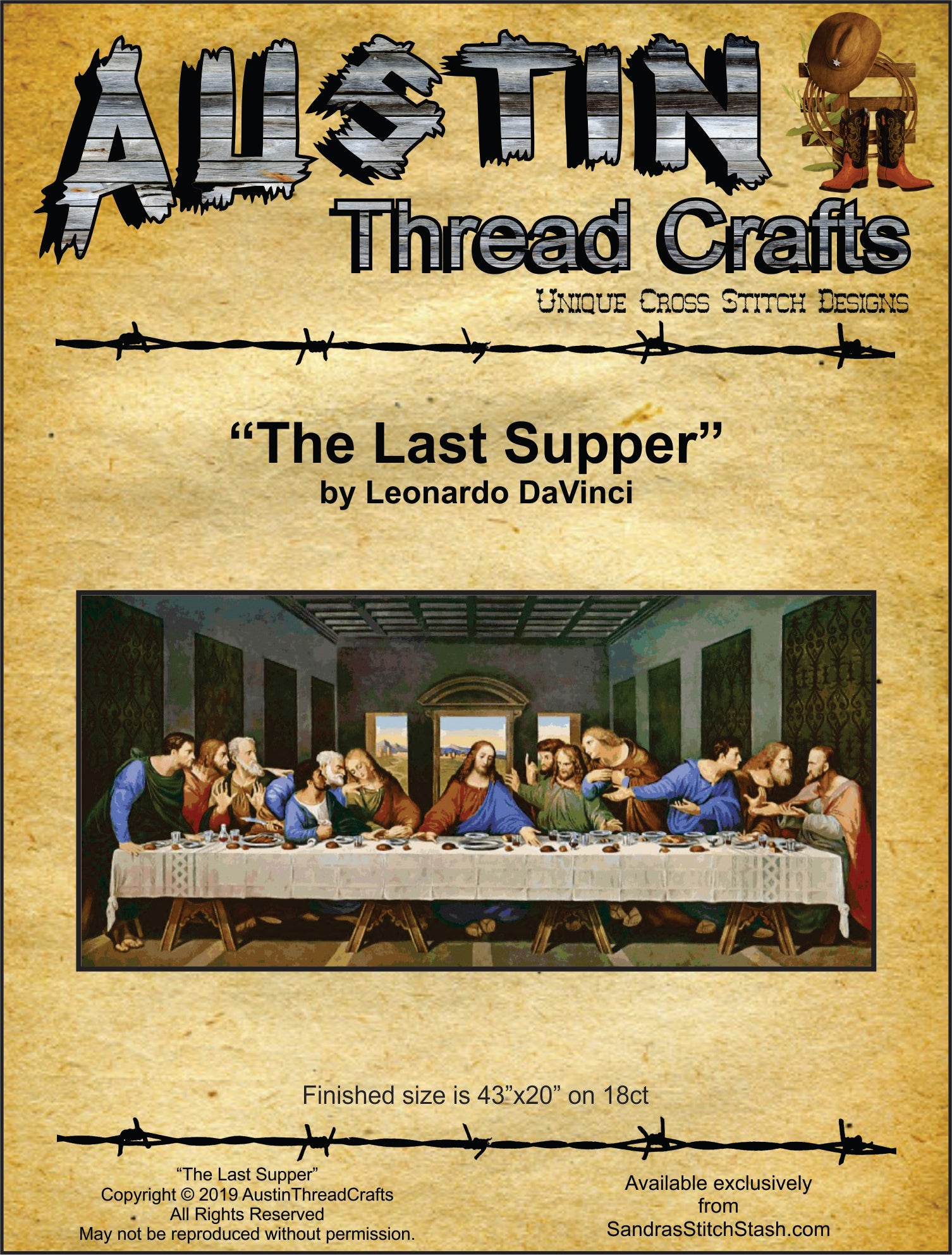 AustinThreadCrafts The Last Supper by Leonardo DaVinci religious cross stitch pattern