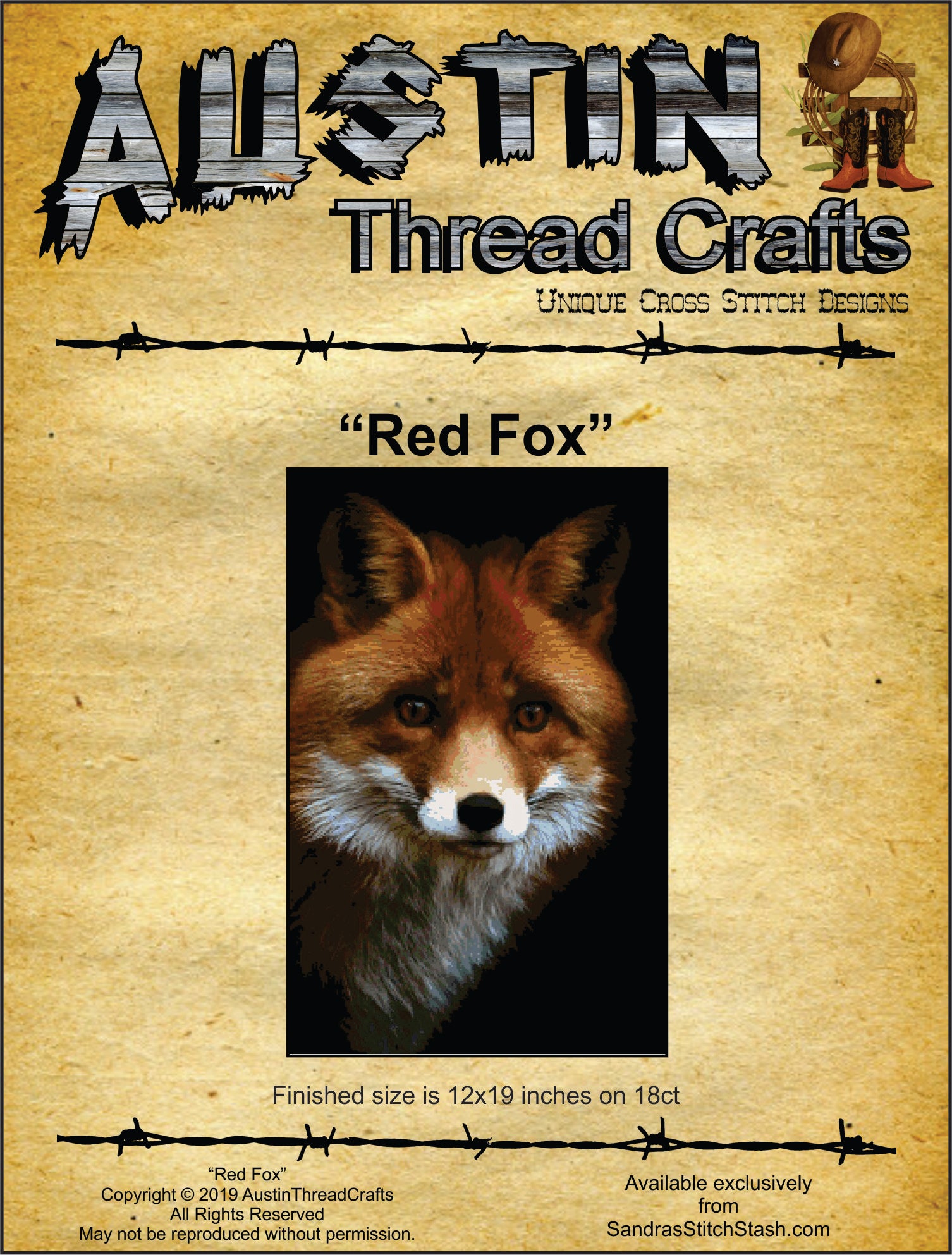 Austin Thread Crafts Red Fox cross stitch pattern