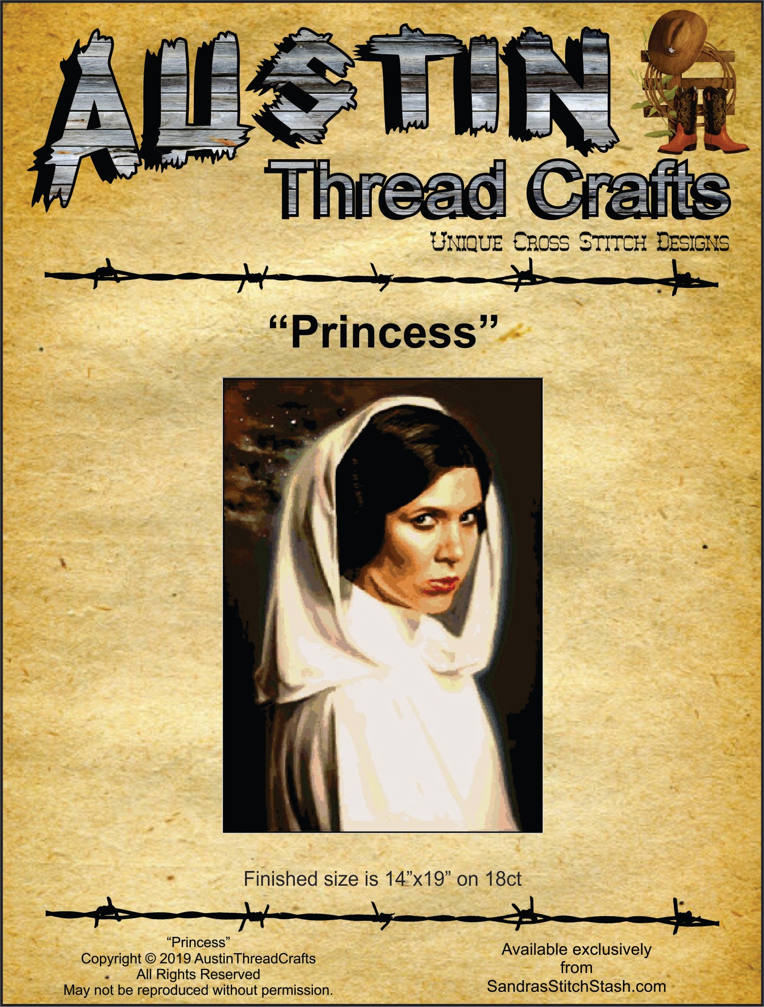AustinThreadCrafts Princess Leah Star Wars cross stitch pattern