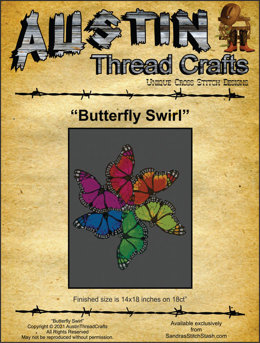 AustinThreadCrafts Butterfly Swirl cross stitch pattern