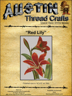 AustinThreadCrafts Red Lily flower cross stitch pattern